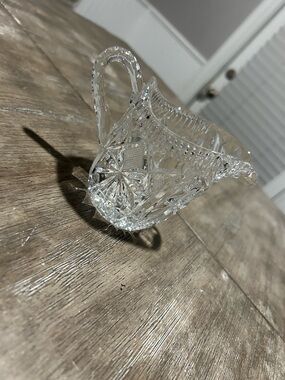 Cut Crystal Creamer Pitcher - Clear Glass